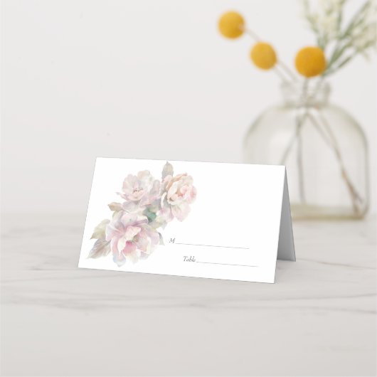 Carte De Placement Mariage floral de pivoine rose romantique (Devant)