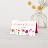 Carte De Placement Mariage floral de printemps rose brillant et gras (Dos)