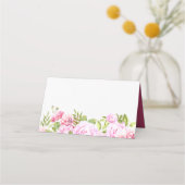 Carte De Placement Mariage Floral de Teinte Rose Foncé et de Verdure (Dos)