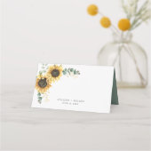Carte De Placement Mariage floral de tournesol Eucalyptus (Dos)