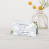 Carte De Placement Mariage Floral de Verdure Rustique Hiver Flocons d (Dos)