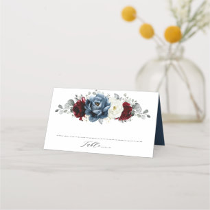 Carte De Placement Mariage floral d'ivoire blanc bleu ardoise