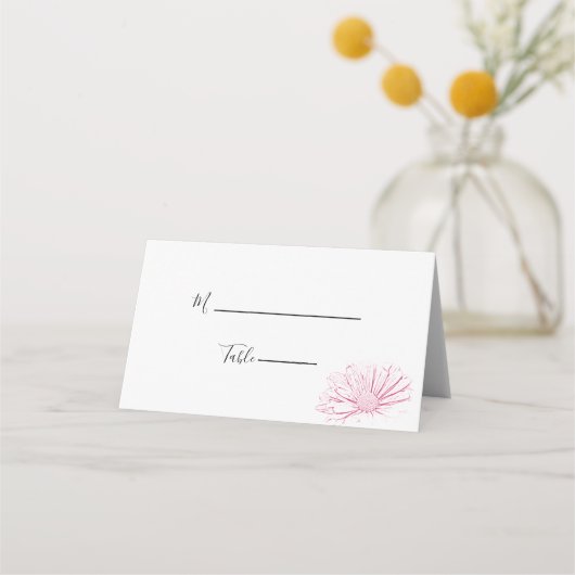 Carte De Placement Mariage floral, effet marguerite rose (Devant)