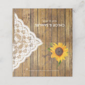 Carte De Placement Mariage floral en dentelle de tournesol (Extérieur déplié)