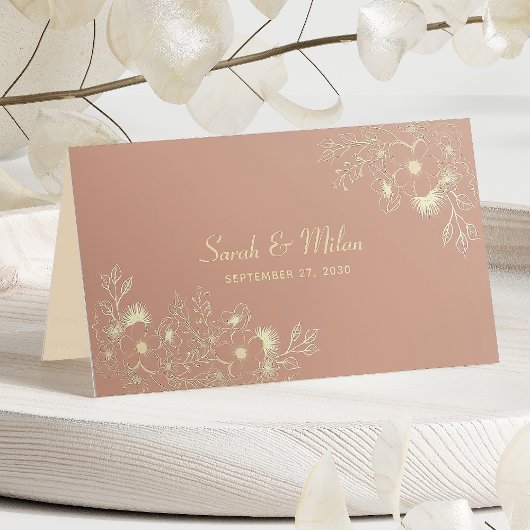 Carte De Placement Mariage Floral en terre cuite
