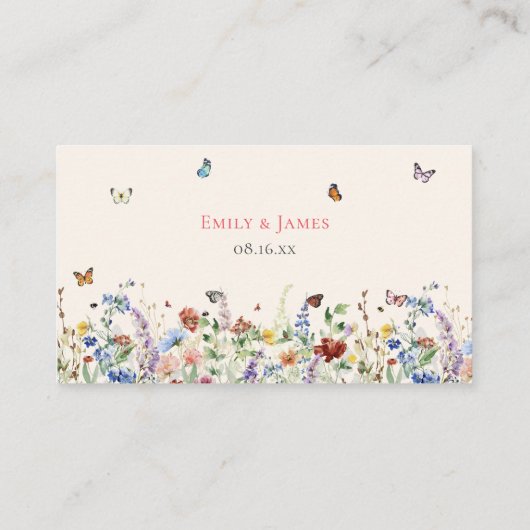 Carte De Placement Mariage Floral Fleur sauvage rustique (Dos)