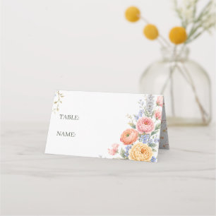 Carte De Placement Mariage Floral Fleurs Pastel Bohème Rougeur