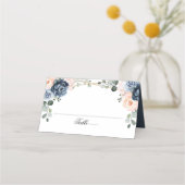 Carte De Placement Mariage floral géométrique bleu foncé Pl (Dos)