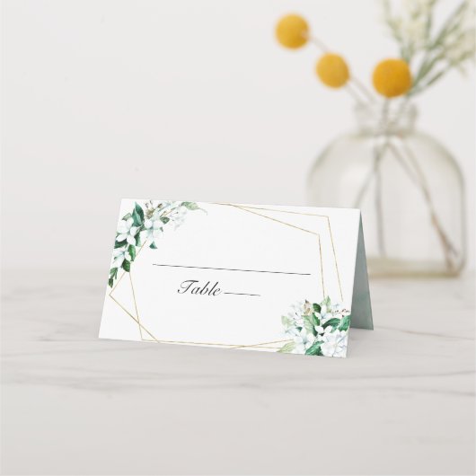 Carte De Placement Mariage floral géométrique verdure (Devant)