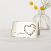 Carte De Placement Mariage Floral Golden Ornate Heart Frame Party (Dos)