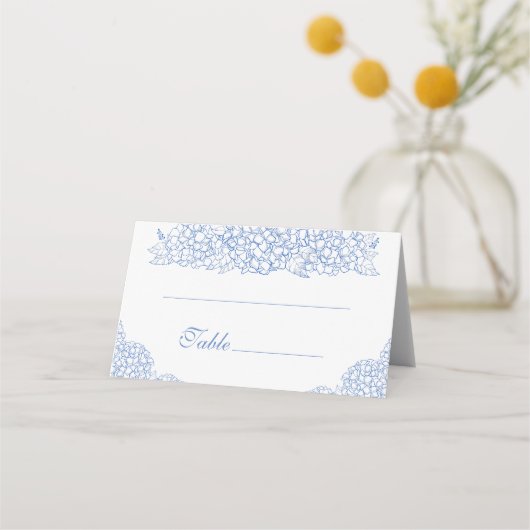Carte De Placement Mariage Floral Hydrangea Dusty bleu moderne (Dos)