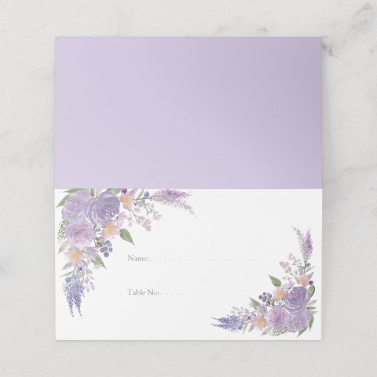 Carte De Placement Mariage floral Lilac moderne Lavender Mauve Script (Extérieur déplié)