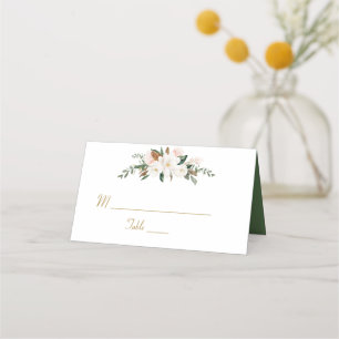 Carte De Placement Mariage floral magnolia blanc