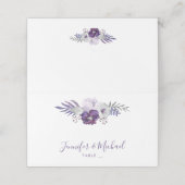 Carte De Placement Mariage floral mauve et argenté Escorte 2 (Extérieur déplié)