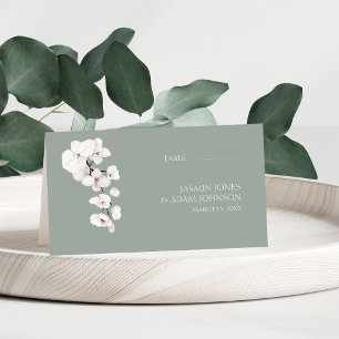 Carte De Placement Mariage Floral Moderne aux Orchidées Blanches et V