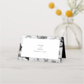 Carte De Placement Mariage floral noir et blanc Peonies d'aquarelle (Dos)