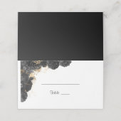 Carte De Placement Mariage Floral Noir Et Or Nom De L'Invité (Extérieur déplié)