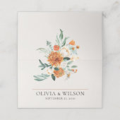 Carte De Placement Mariage Floral Orange Boho Fall (Extérieur déplié)