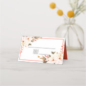 Carte De Placement Mariage Floral Orange Brûlé (Devant)
