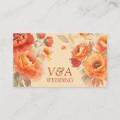 Carte De Placement Mariage Floral Orange Brûlé automne (Dos)