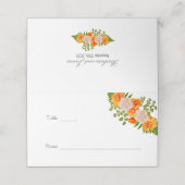 Carte De Placement Mariage floral orange et rose (Extérieur déplié)