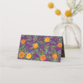Carte De Placement Mariage Floral Orange & Plum Violet Peony & Rose (Dos)