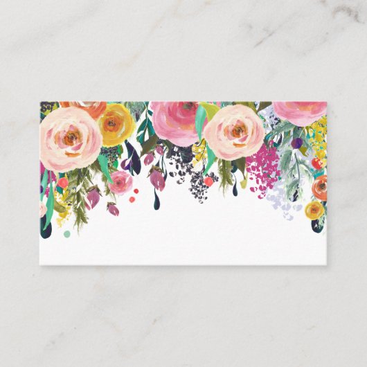 Carte De Placement Mariage floral peint noir Table Place Cartes. (Devant)