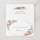 Carte De Placement Mariage floral Poinsettia rouge Escort (Extérieur déplié)