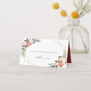 Carte De Placement Mariage floral Poinsettia rouge Escort