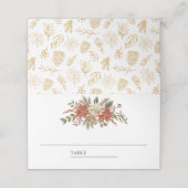 Carte De Placement Mariage Floral Red Gold (Extérieur déplié)