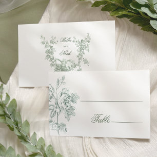 Carte De Placement Mariage Floral Romantique Sauge