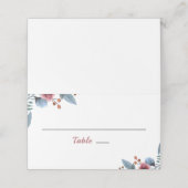 Carte De Placement Mariage Floral, Rose & Bleu Aquarelle Table (Extérieur déplié)