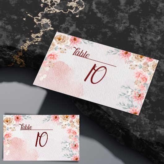 Carte De Placement Mariage floral rose chic