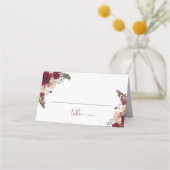 Carte De Placement Mariage floral rose de Bourgogne (Devant)