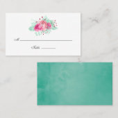 Carte De Placement Mariage floral rose et menthe Numéro de table (Devant / Derrière)