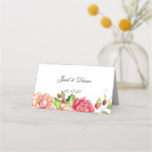 Carte De Placement Mariage floral rose et pêche (Dos)
