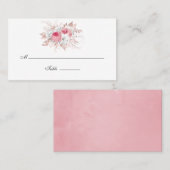 Carte De Placement Mariage floral rose et Rose or (Devant / Derrière)