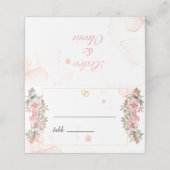 Carte De Placement Mariage floral rose moderne (Extérieur déplié)