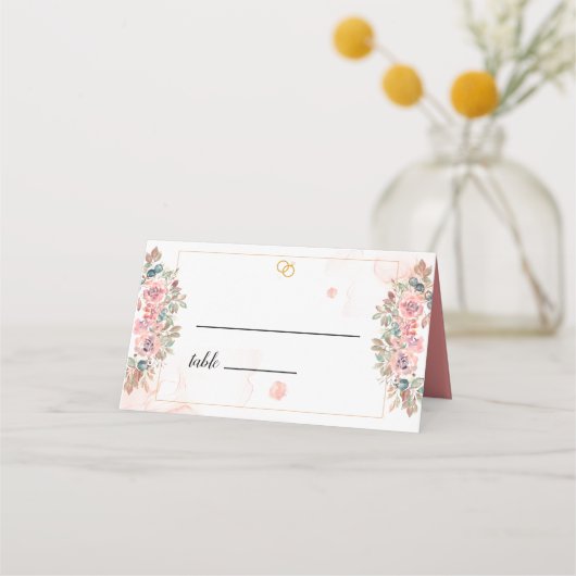 Carte De Placement Mariage floral rose moderne (Devant)