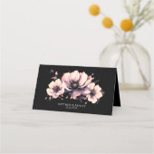 Carte De Placement Mariage floral rose noir (Dos)