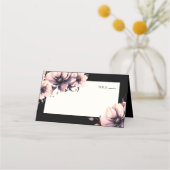 Carte De Placement Mariage floral rose noir (Devant)