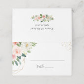 Carte De Placement Mariage floral rose rose élégant moderne (Extérieur déplié)