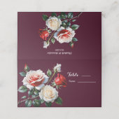 Carte De Placement Mariage floral rose rose foncé (Extérieur déplié)