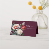 Carte De Placement Mariage floral rose rose foncé (Devant)