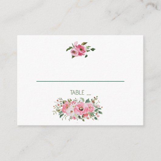 Carte De Placement Mariage floral rose vif (Devant)