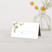 Carte De Placement Mariage Floral Roses Blanches | Vert olive (Devant)