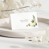 Carte De Placement Mariage Floral Roses Blanches | Vert olive