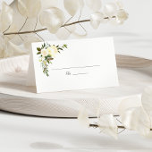Carte De Placement Mariage Floral Roses Blanches | Vert olive