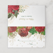 Carte De Placement Mariage Floral Roses Rouges (Extérieur déplié)