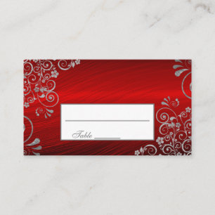 Carte De Placement Mariage floral rouge rubis élégant